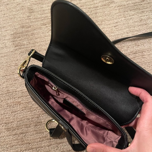 Black clutch handbag with two different length straps - Picture 2 of 2